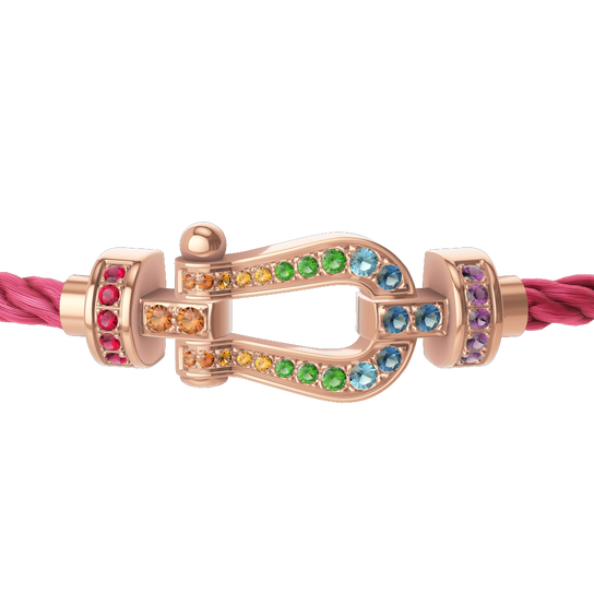 Fred Force 10 Medium Rose Gold and Pavé Multi-Stone Cable Fred Force 10 Medium Rose Gold and Pavé Multi-Stone Cable